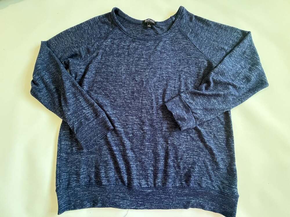 Buffalo David Bitton Shirt Womens L Blue Heathered Long Sleeve Crewneck Top